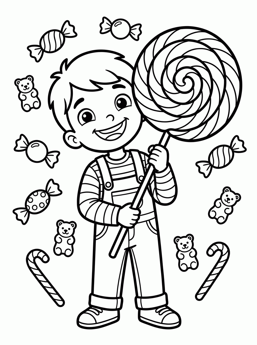 Menino com Pirulito para colorir