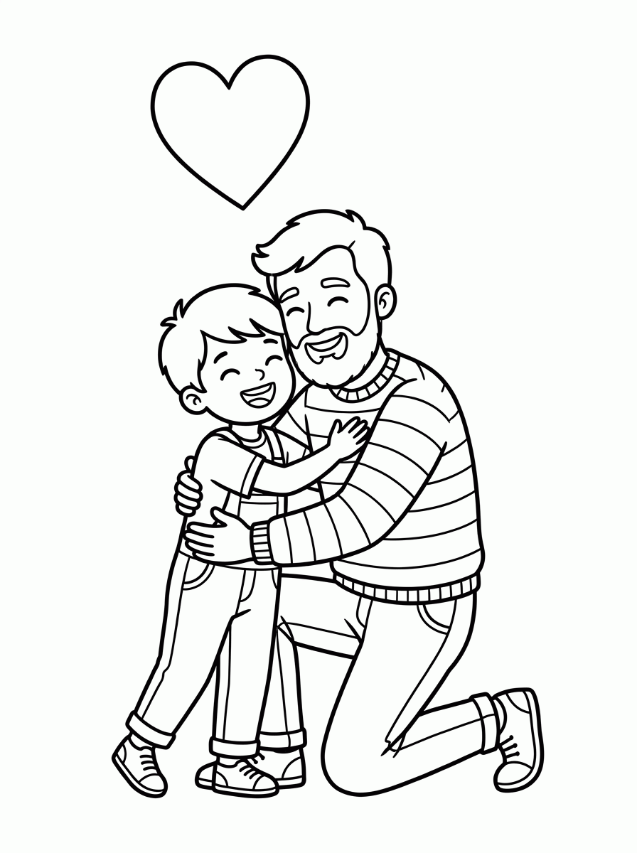 Papai e Filho para colorir