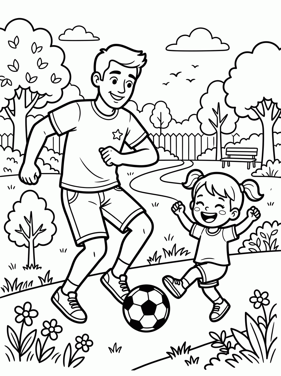 Papai Jogando Bola para colorir