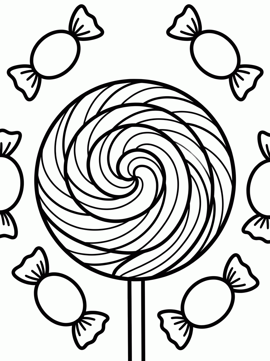 Pirulito e Balas para colorir