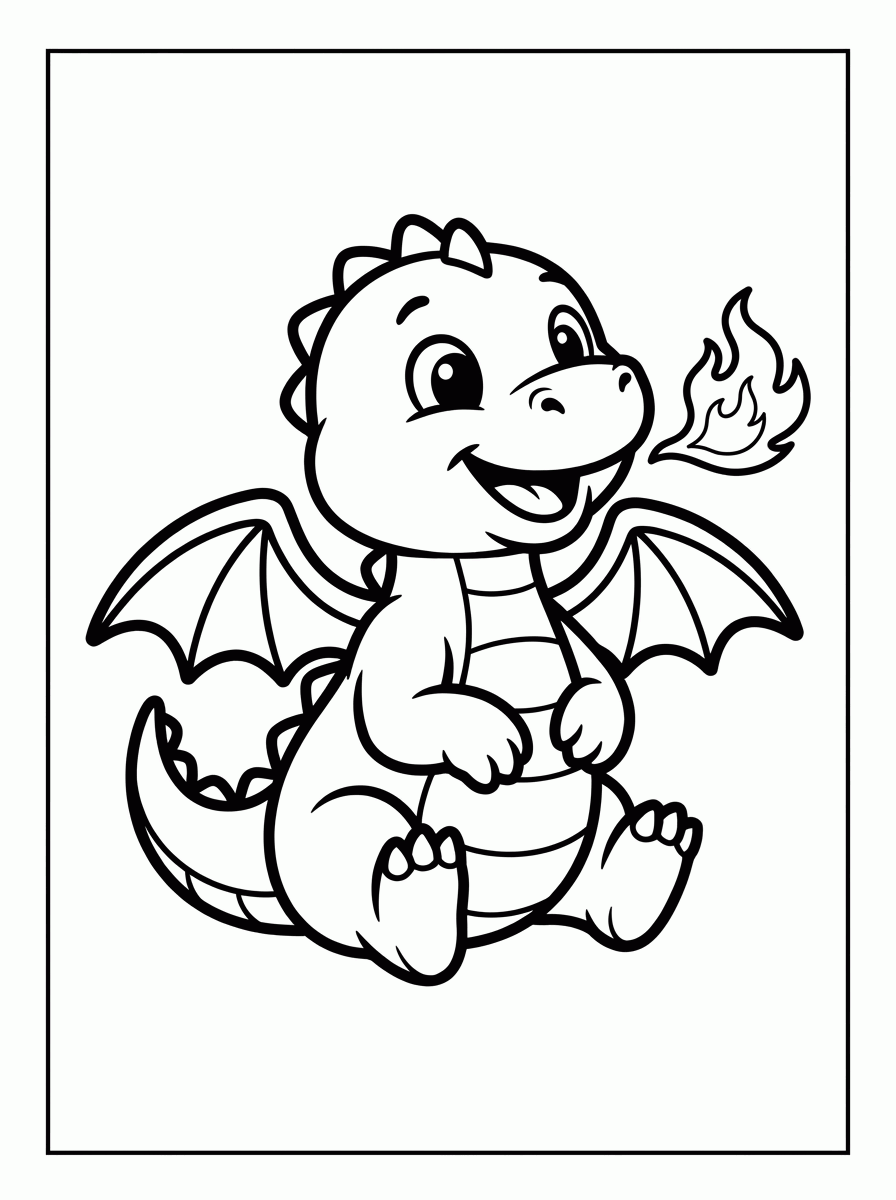 Dragão Cuspindo Fogo para colorir
