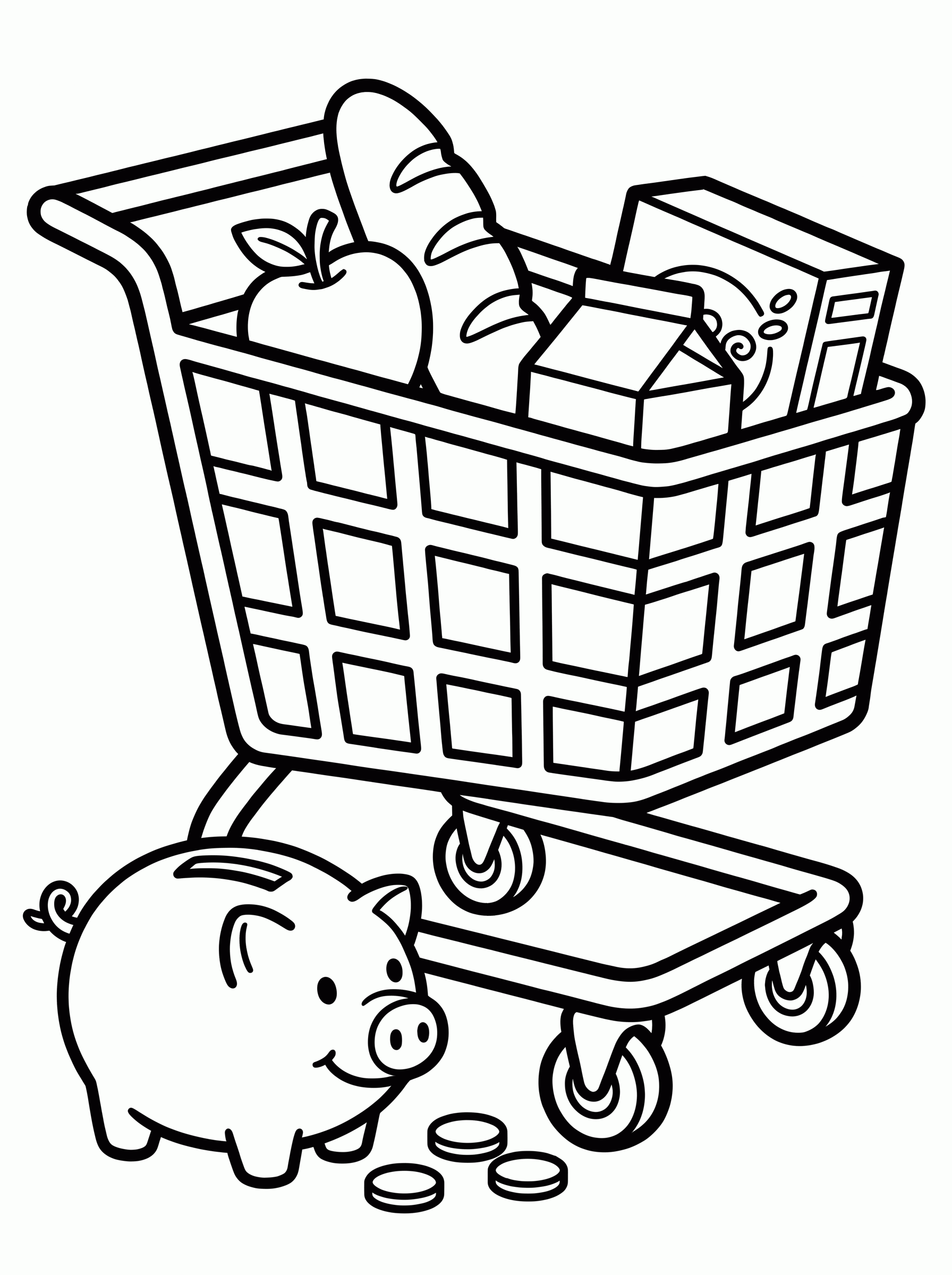 Carrinho de compras para colorir