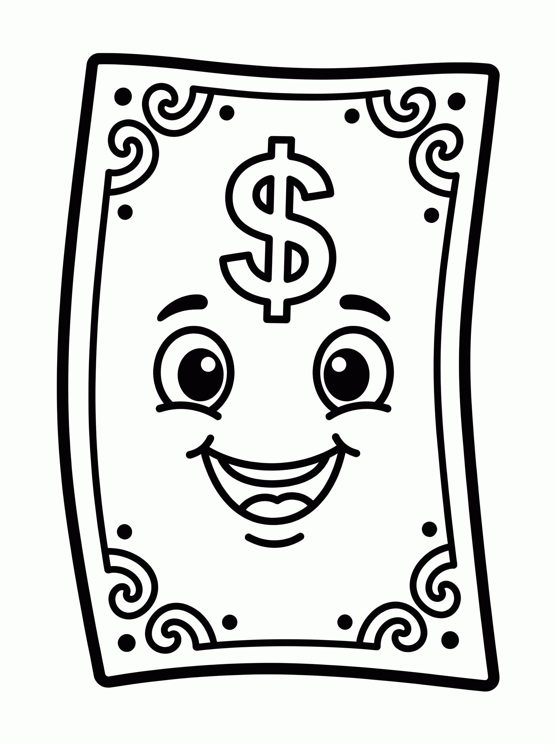 Dollar bill coloring page