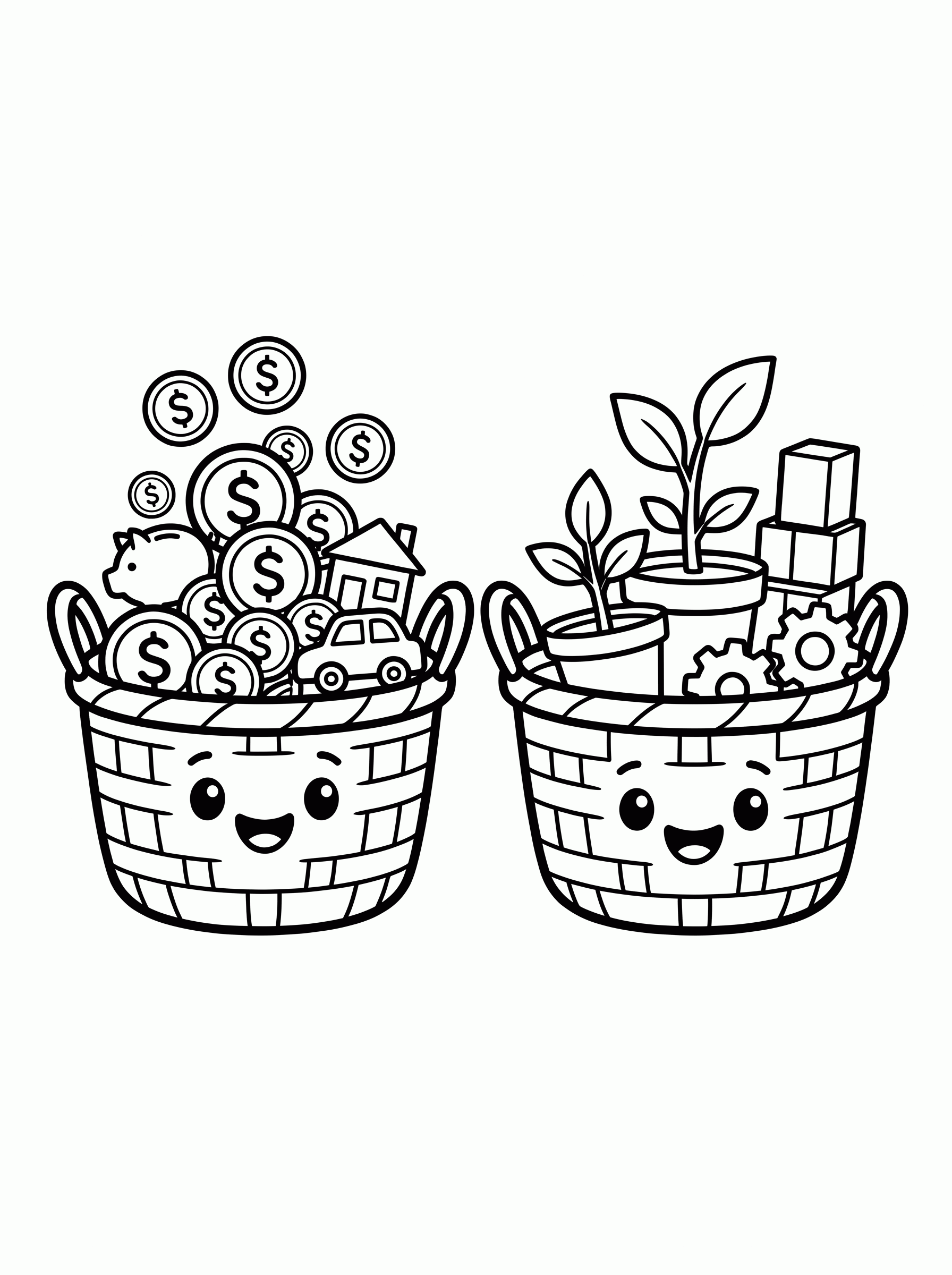 Cesta de investimentos para colorir