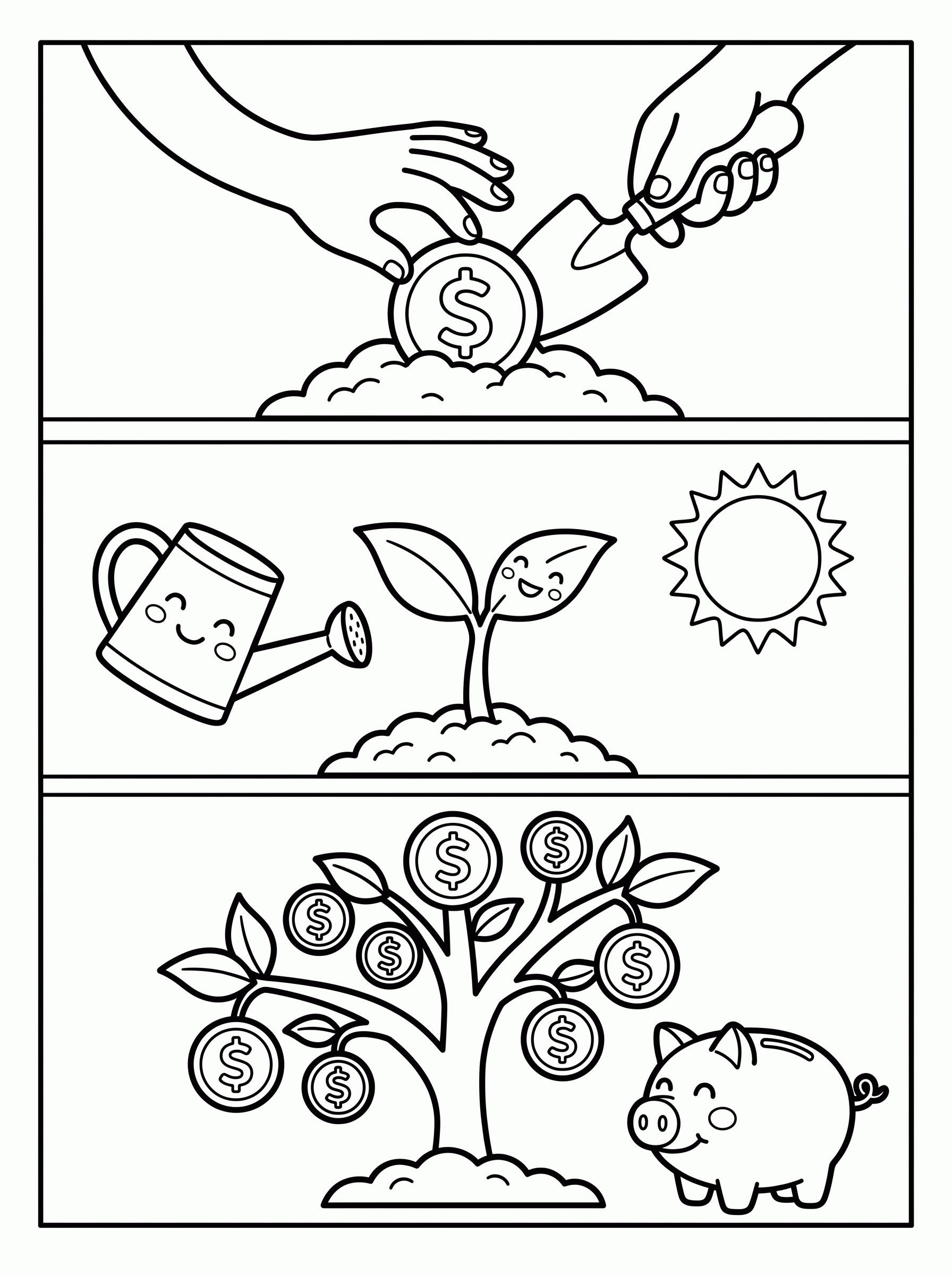 Plantar e colher para colorir