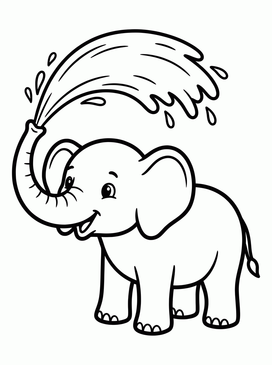 Elefante Feliz para colorir
