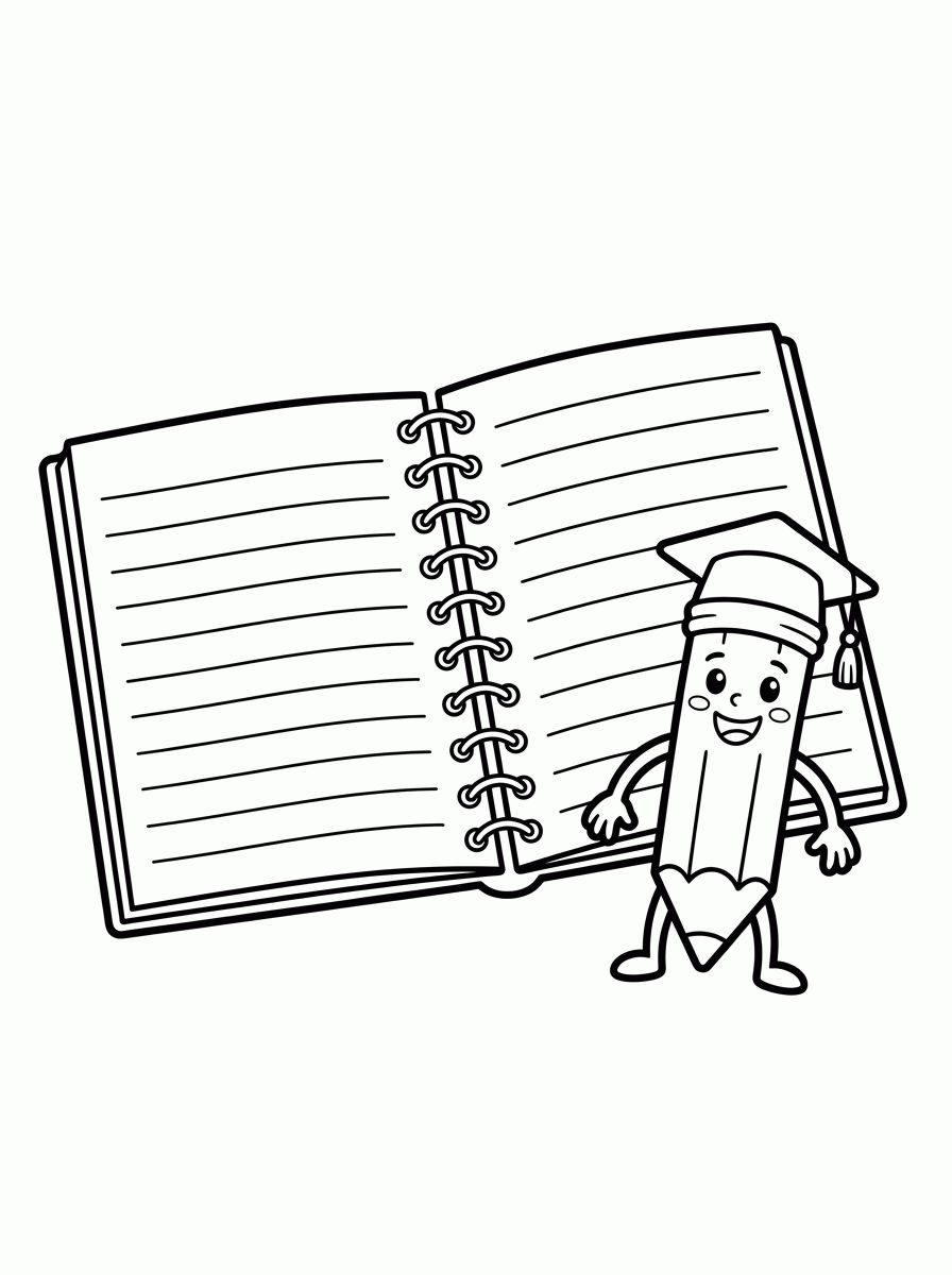 Caderno e Lápis para colorir
