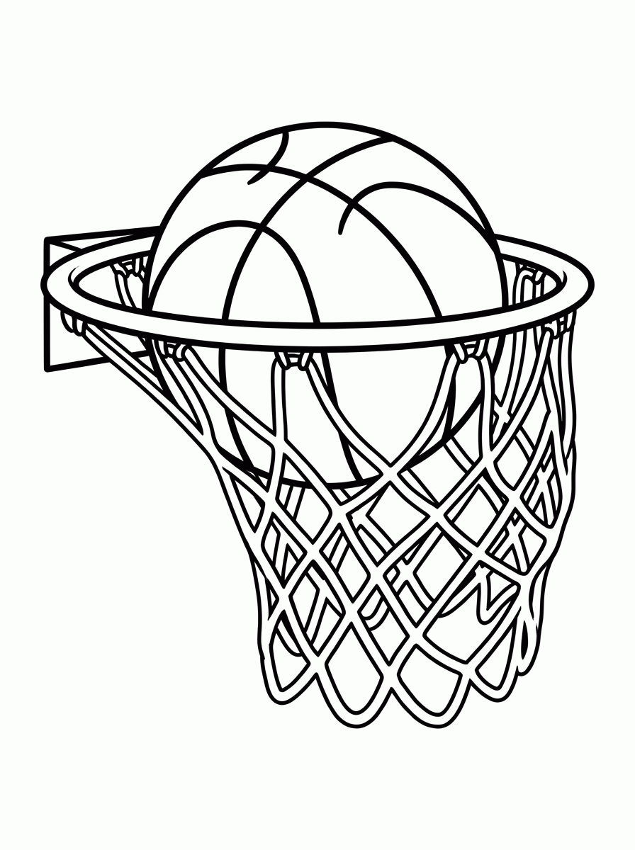 Bola de Basquete na Cesta para colorir