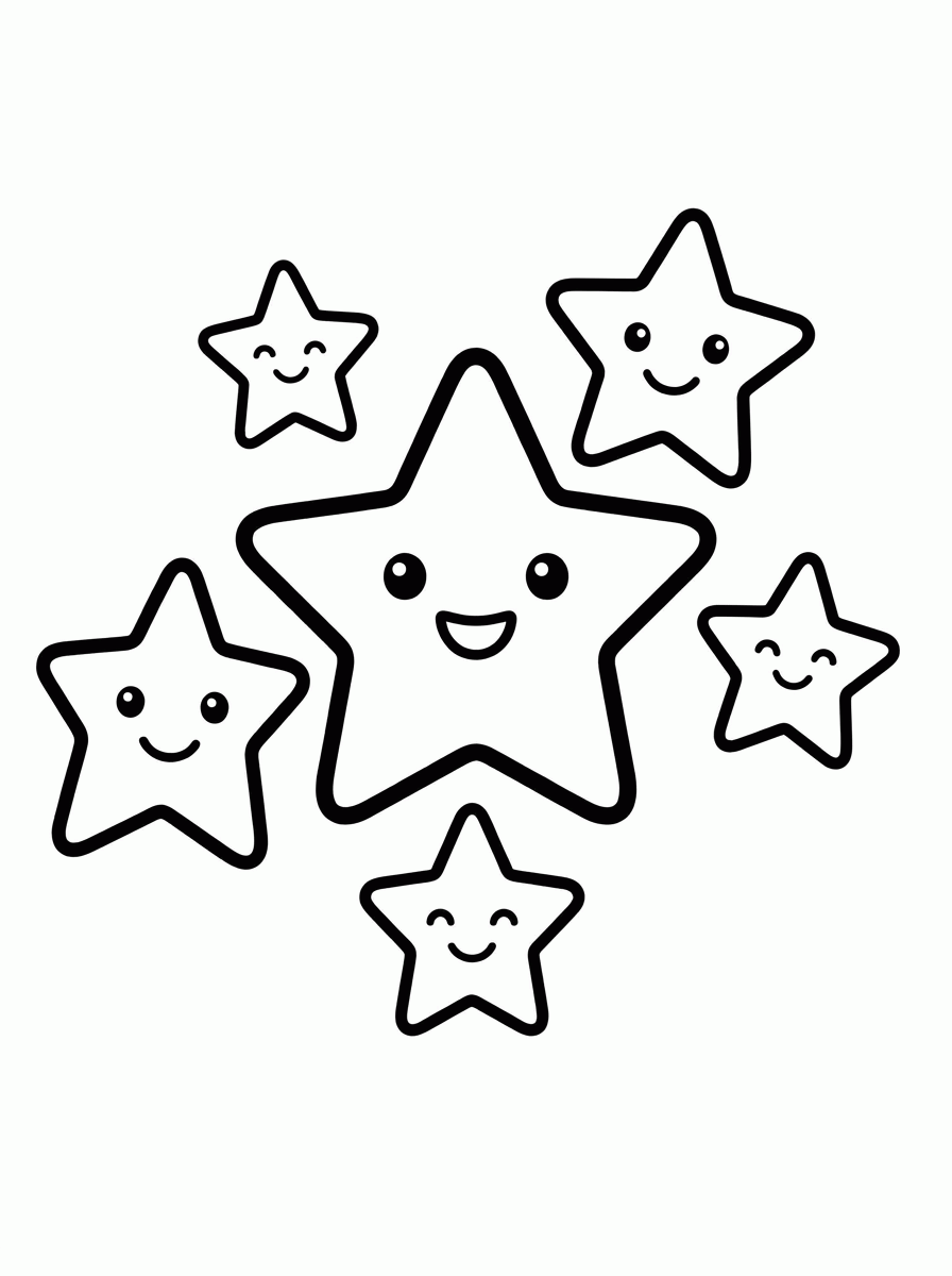 Grupo de Estrelas para colorir