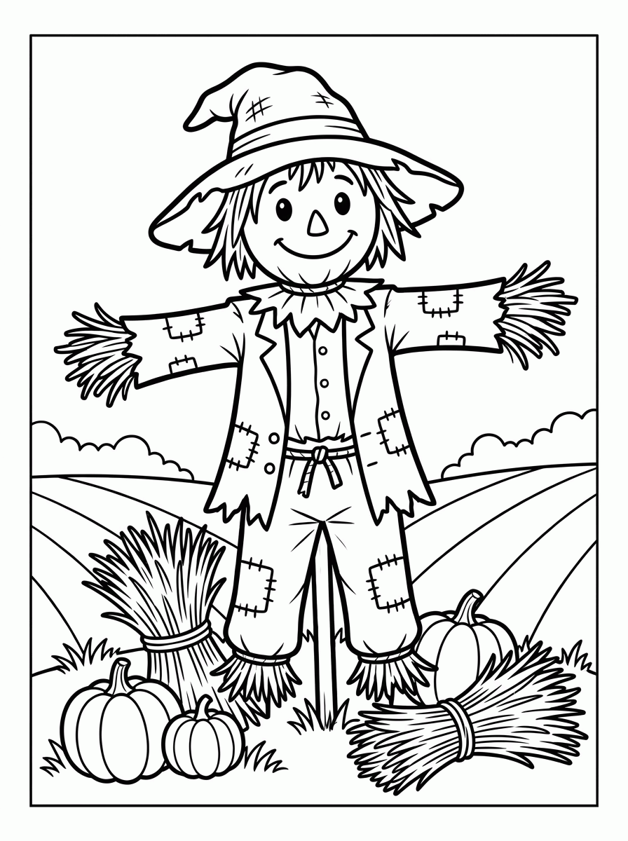 Espantalho da Fazenda para colorir