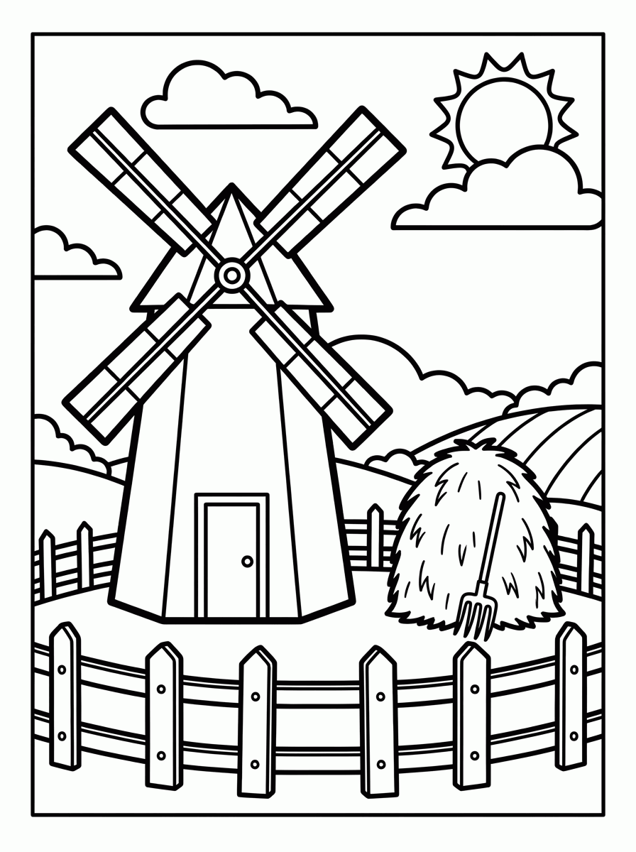 Moinho da Fazenda para colorir