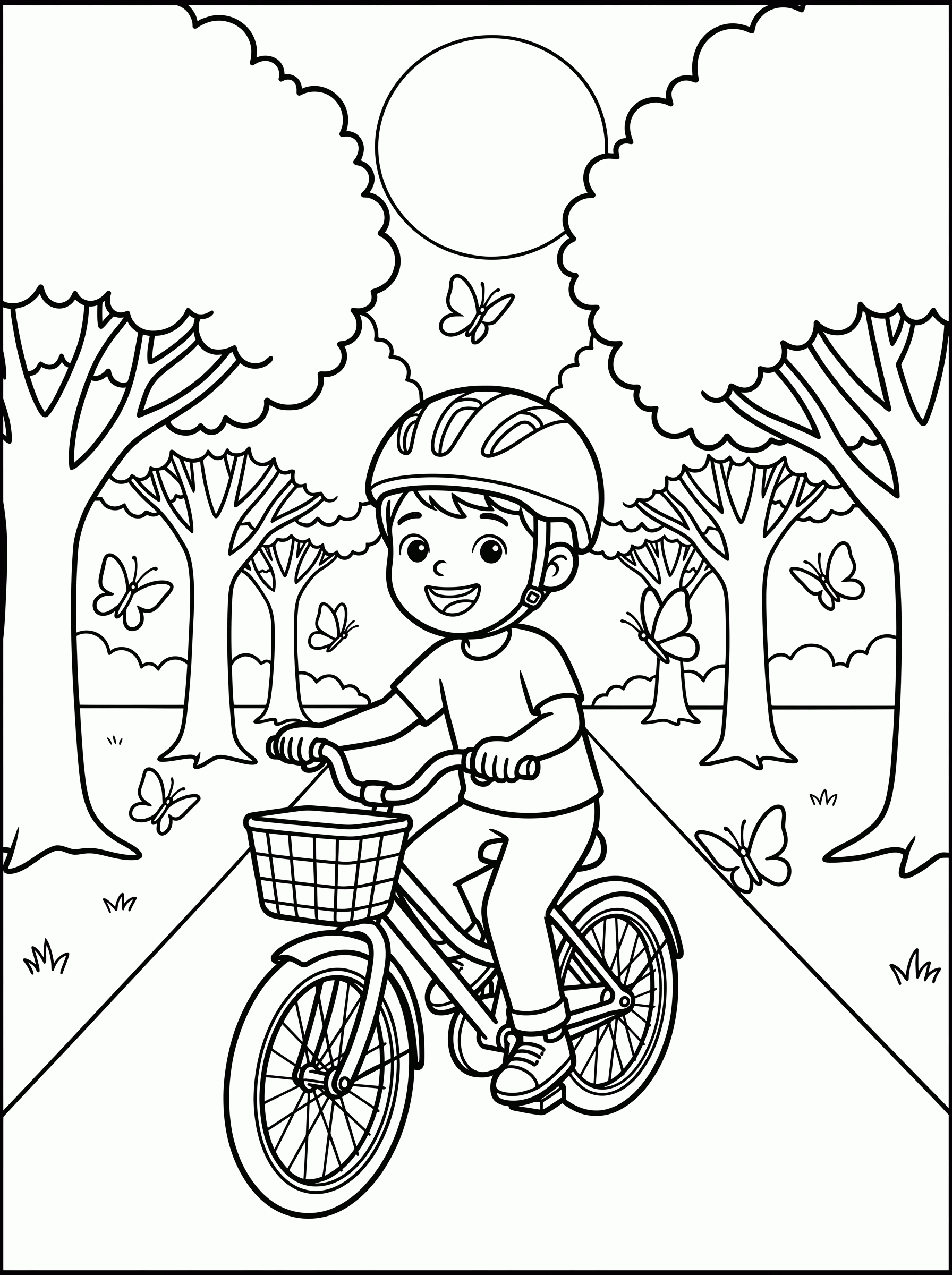 Passeio de Bicicleta no Parque para colorir