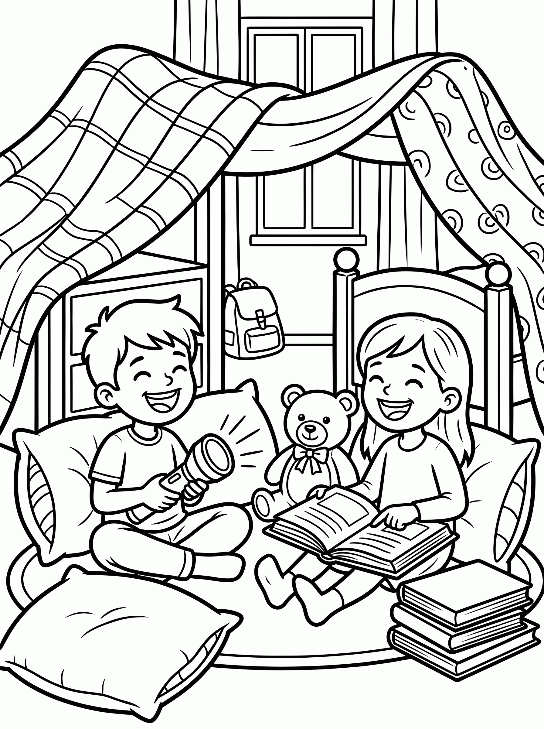 Cabana de Lençol com Lanterna para colorir