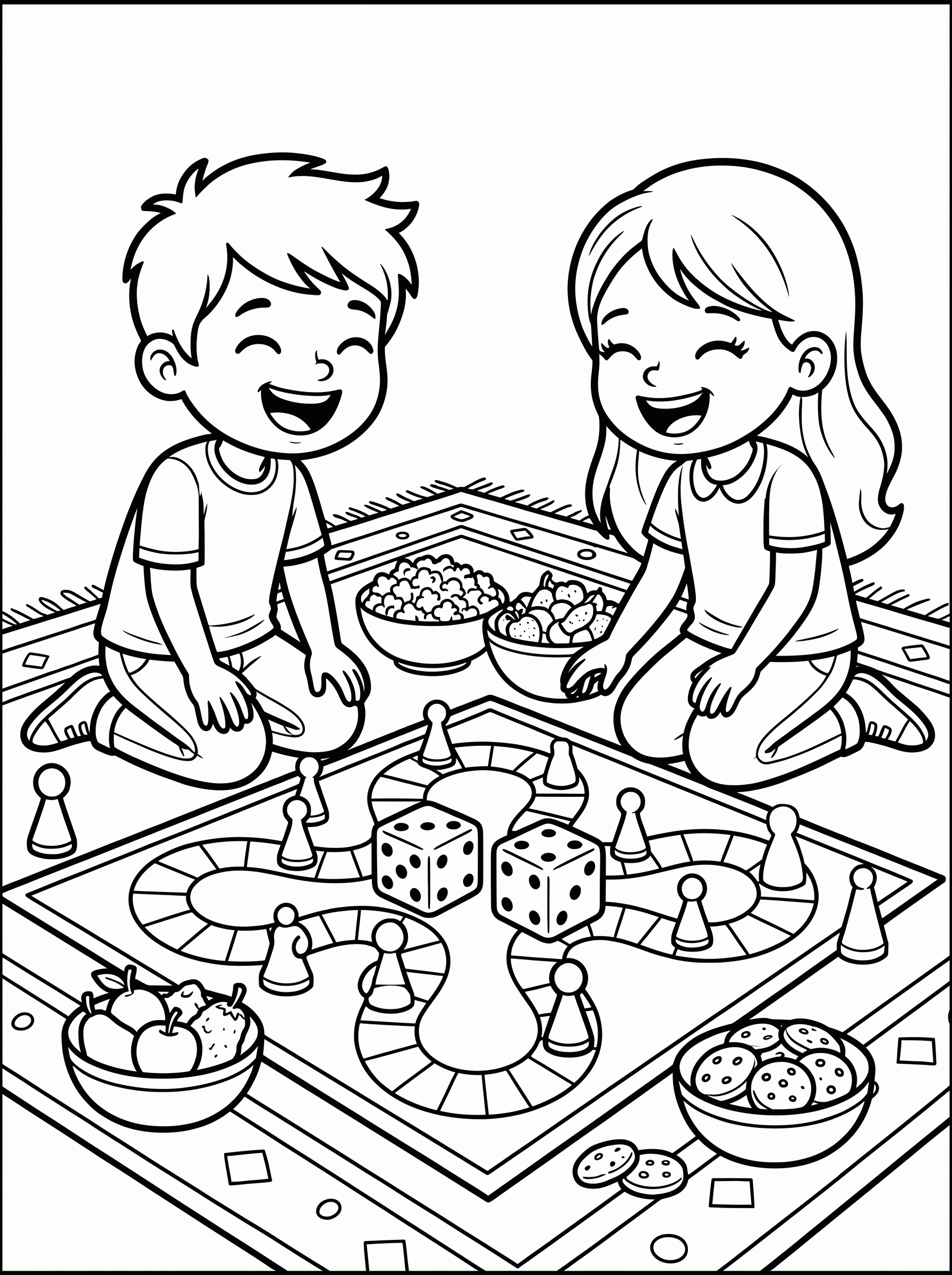 Tarde de Jogos de Tabuleiro para colorir