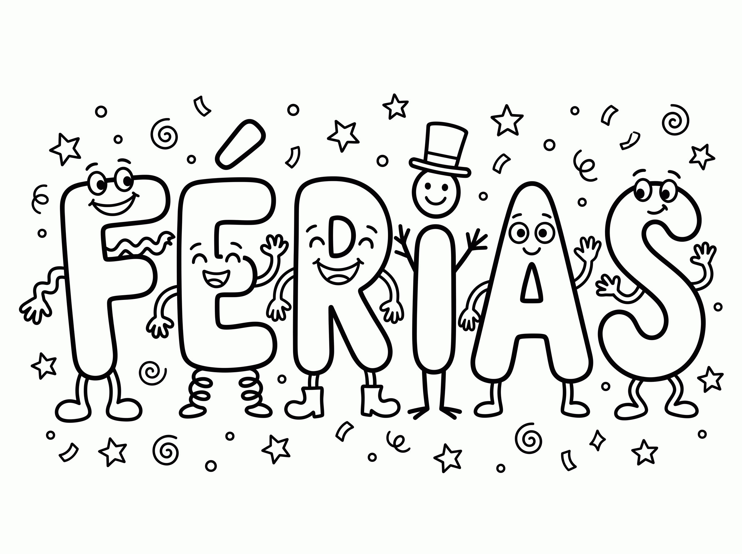 Palavra FÉRIAS para Colorir para colorir