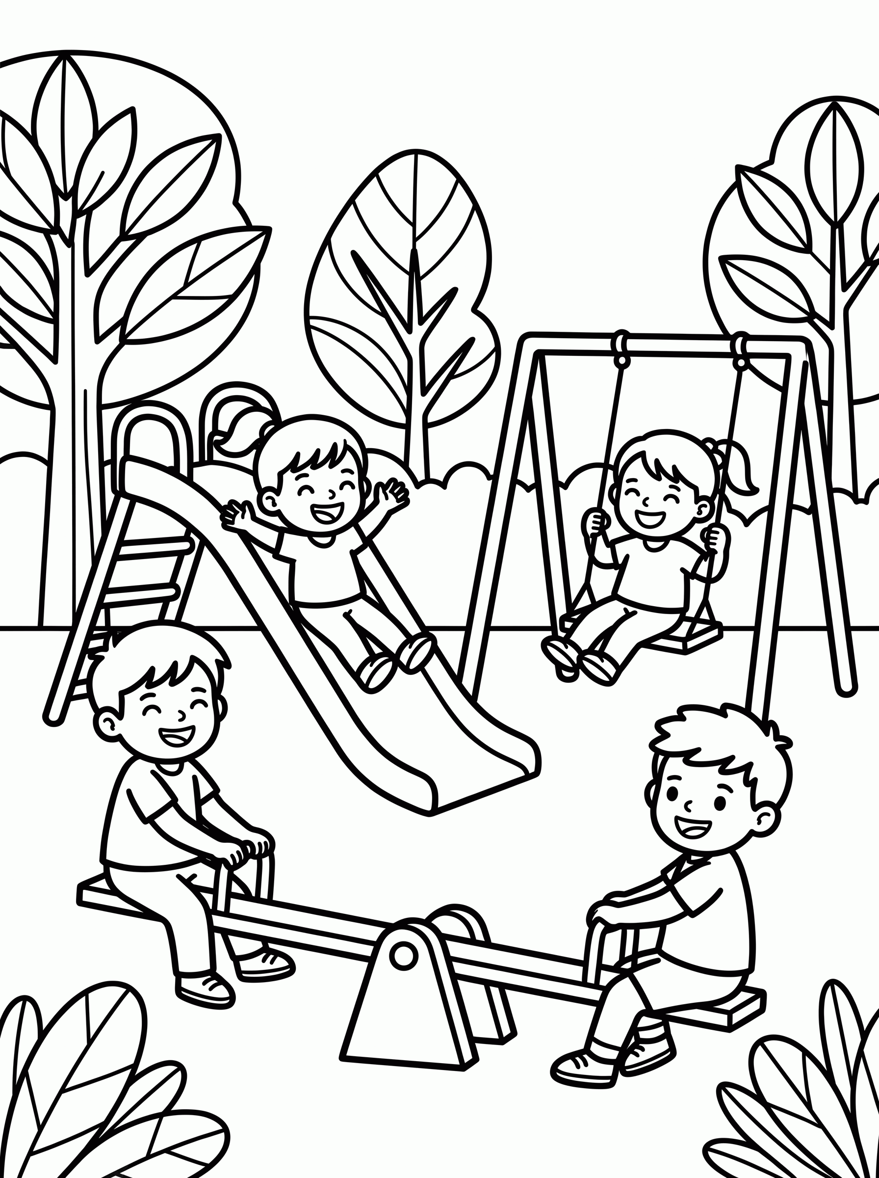 Brincando no Parquinho para colorir