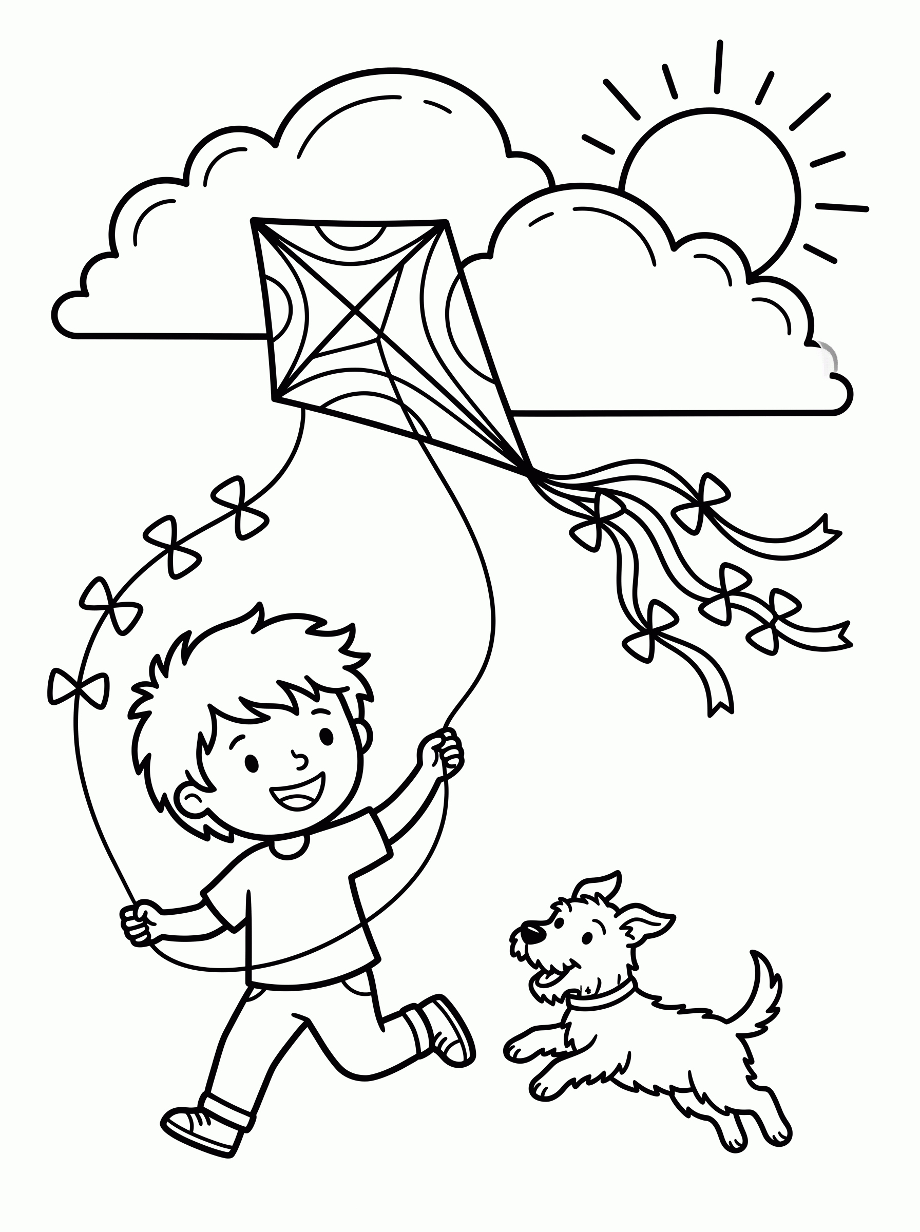 Soltando Pipa nas Férias para colorir