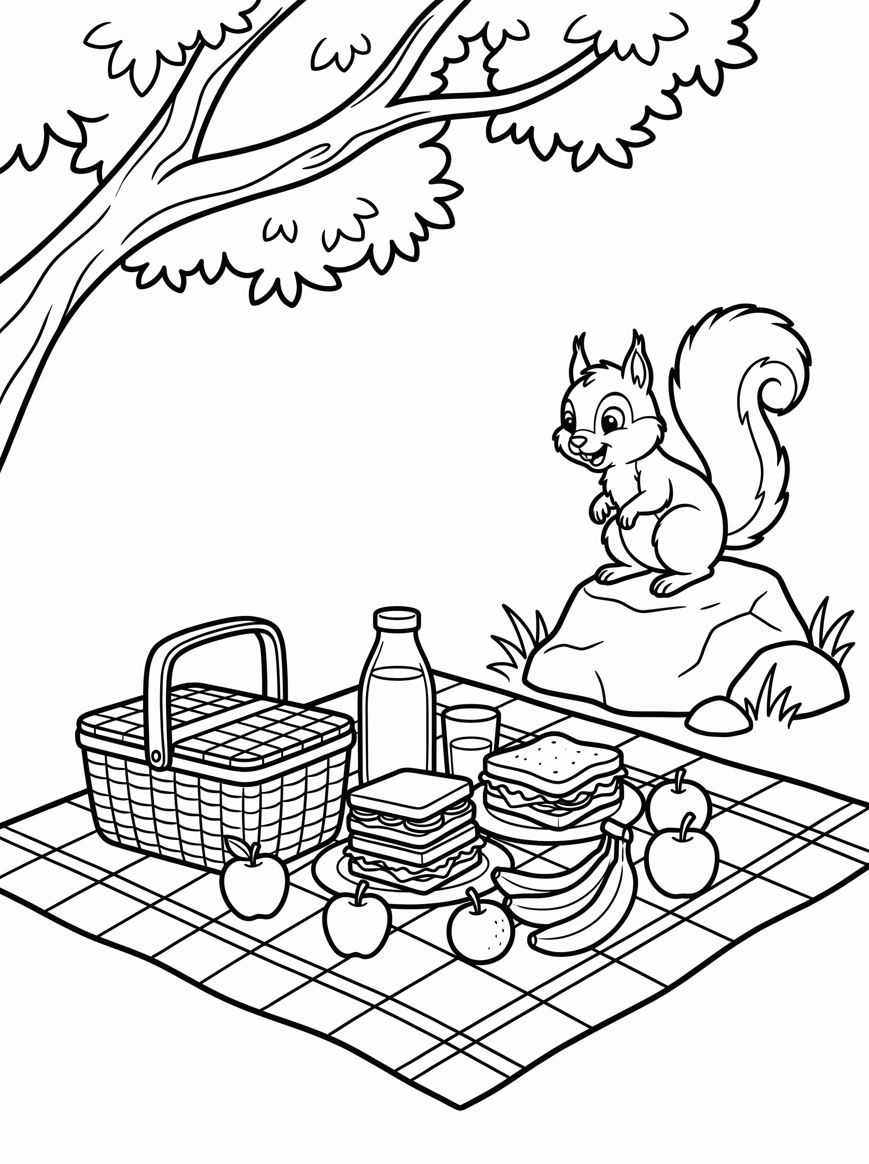 Piquenique no Parque para colorir
