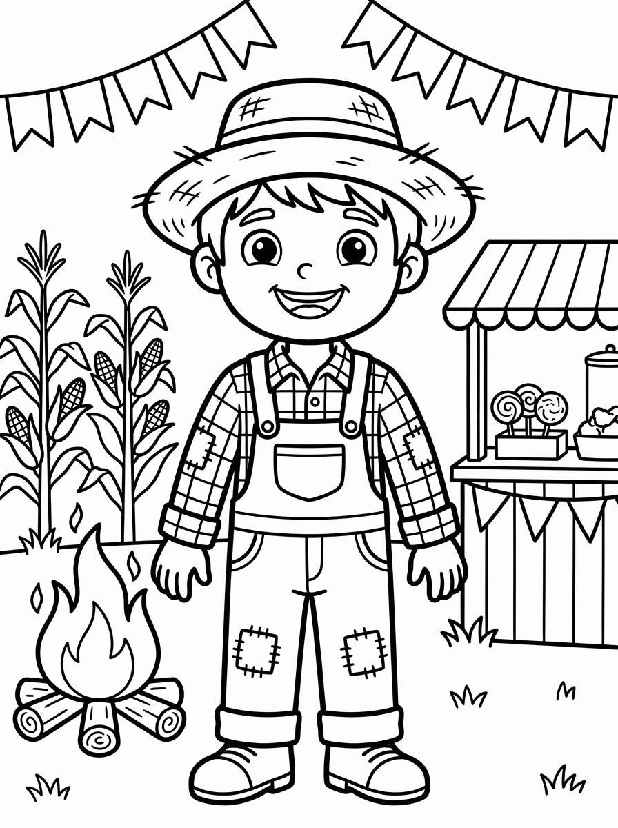Menino Caipira para colorir