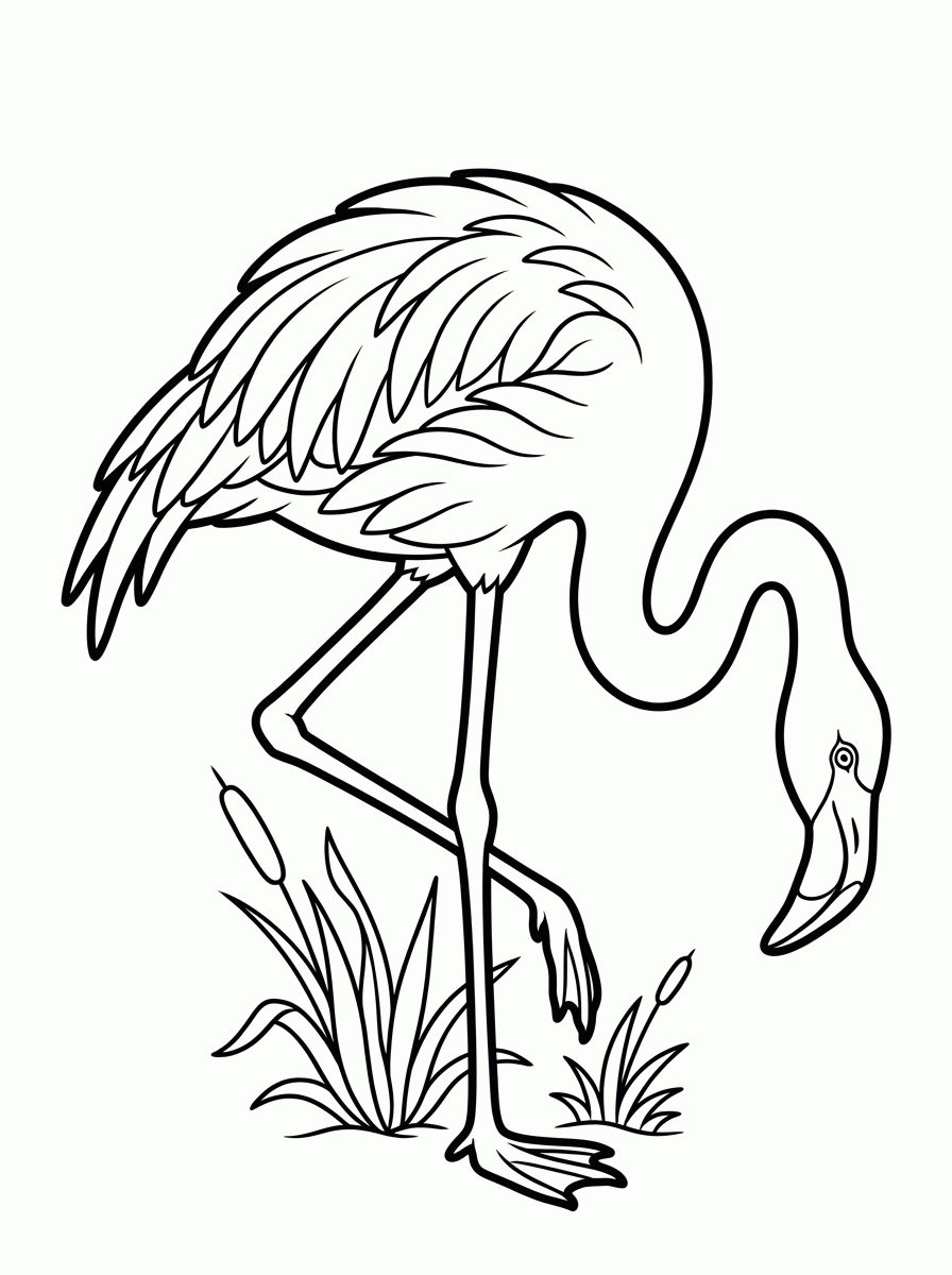 Flamingo numa Perna Só para colorir