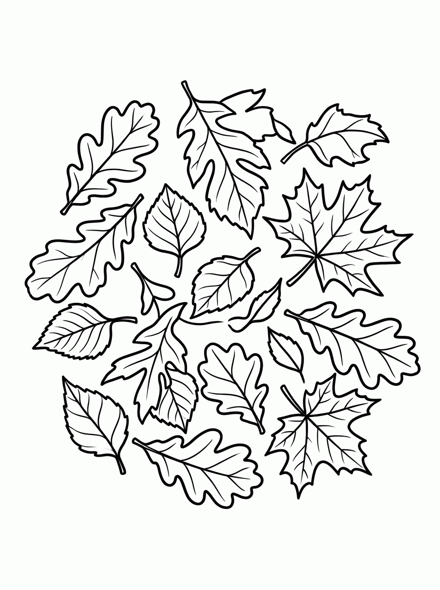 Folhas de Outono para colorir