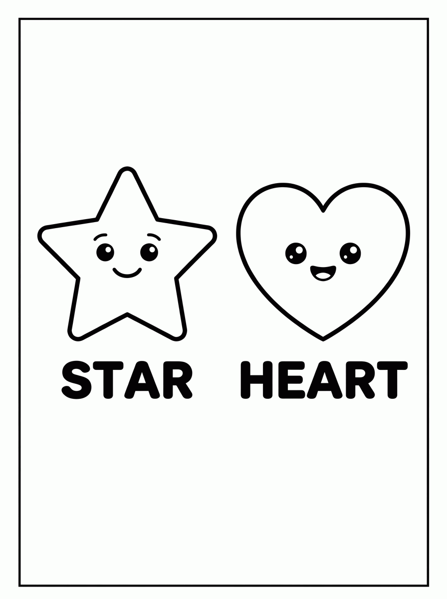 Estrela e Coração para colorir