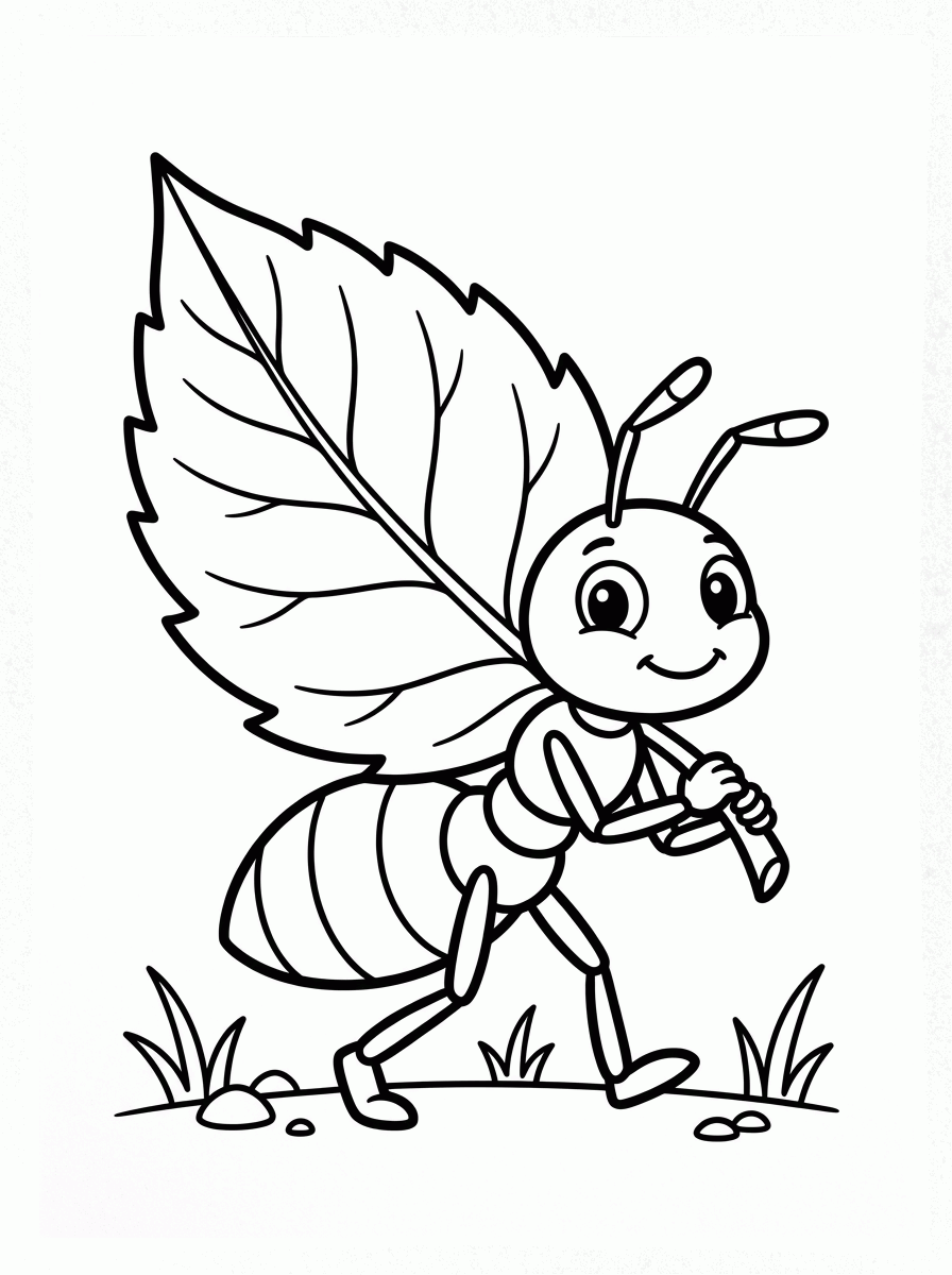 Formiga com Folha para colorir