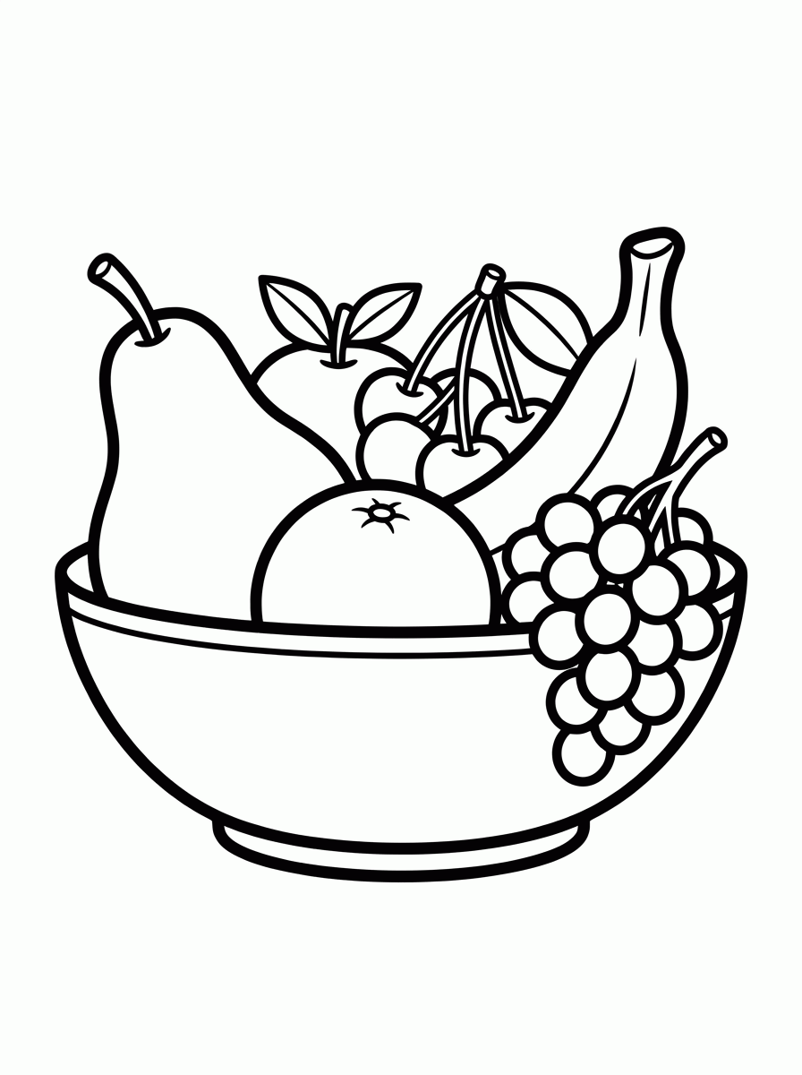 Tigela de Frutas para colorir