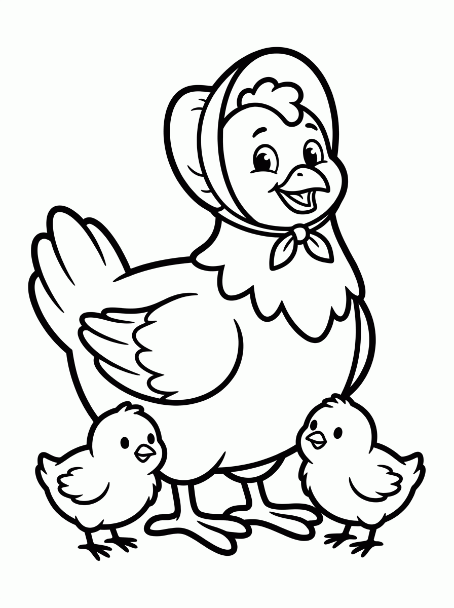 Galinha com Pintinhos para colorir