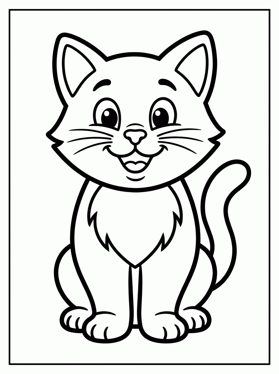 Gato Fofo Sentado para colorir