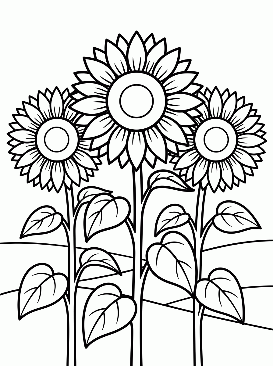 Campo de Girassóis para colorir