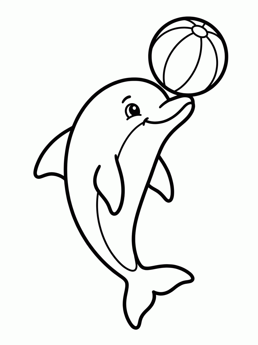 Golfinho com Bola para colorir