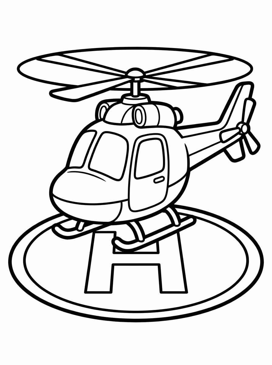 Helicóptero na Base para colorir