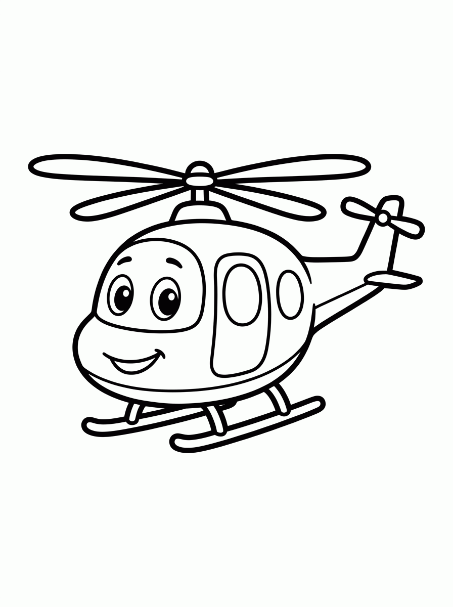 Helicóptero Sorridente para colorir