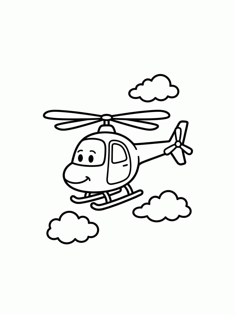Helicóptero Voando para colorir