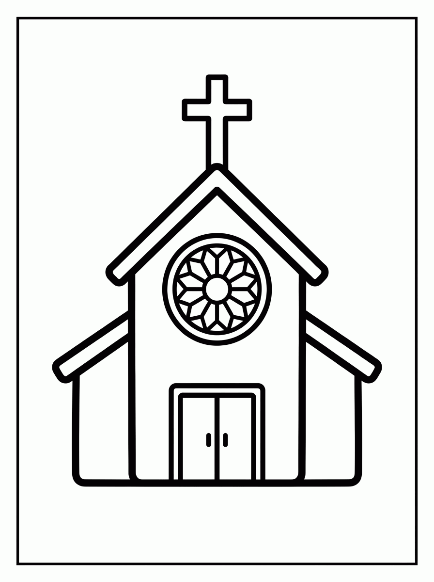Igreja com Vitral para colorir