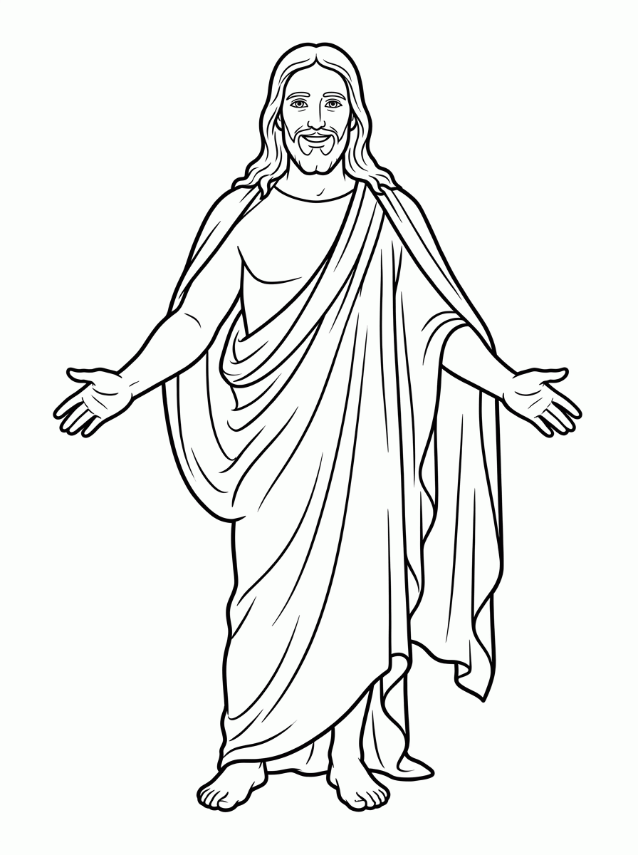 Jesus de Braços Abertos para colorir