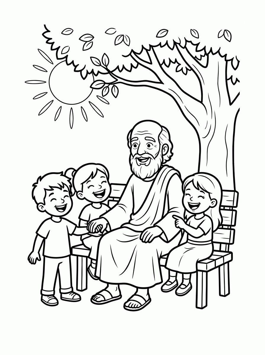 Jesus e as Crianças para colorir