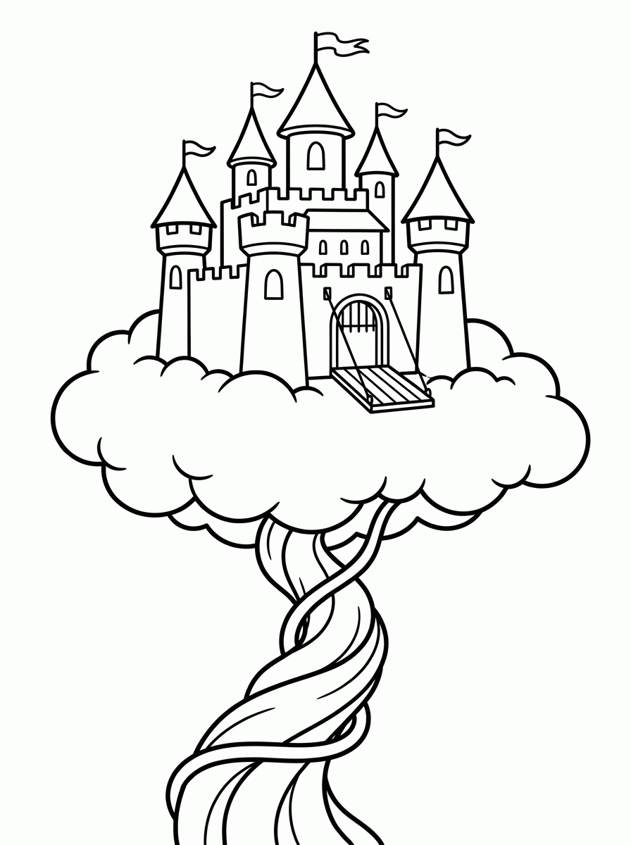 Castelo nas Nuvens para colorir