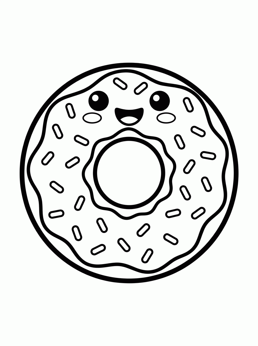 Donut Kawaii para colorir