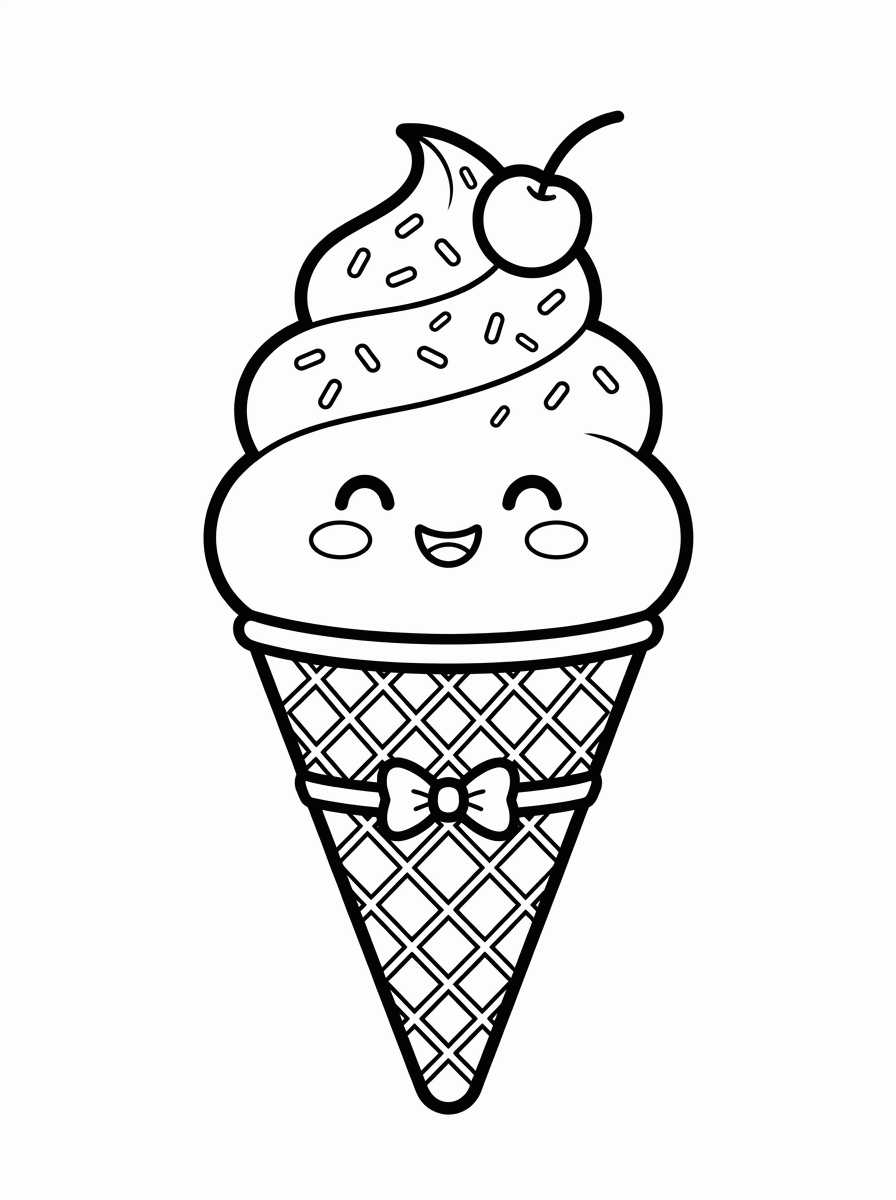 Sorvete Kawaii para colorir