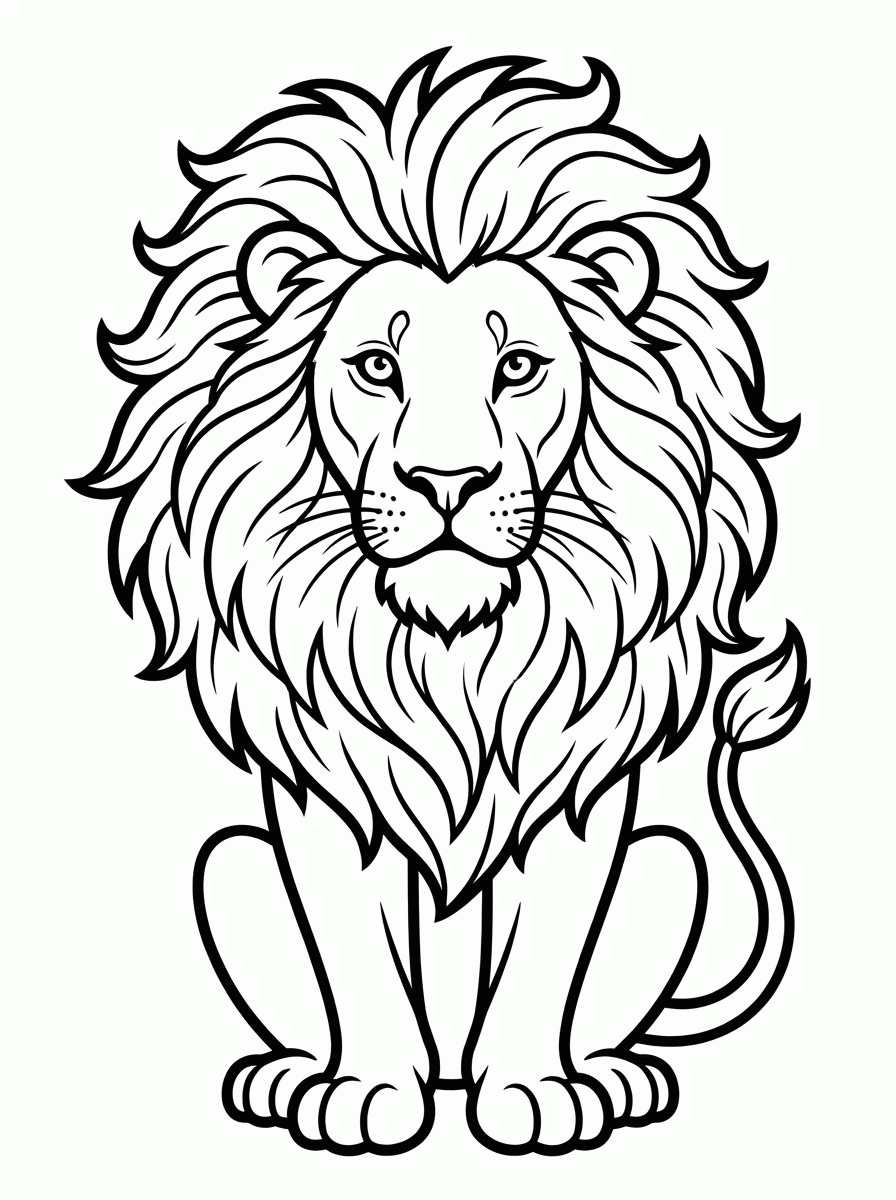 Leão com Juba para colorir