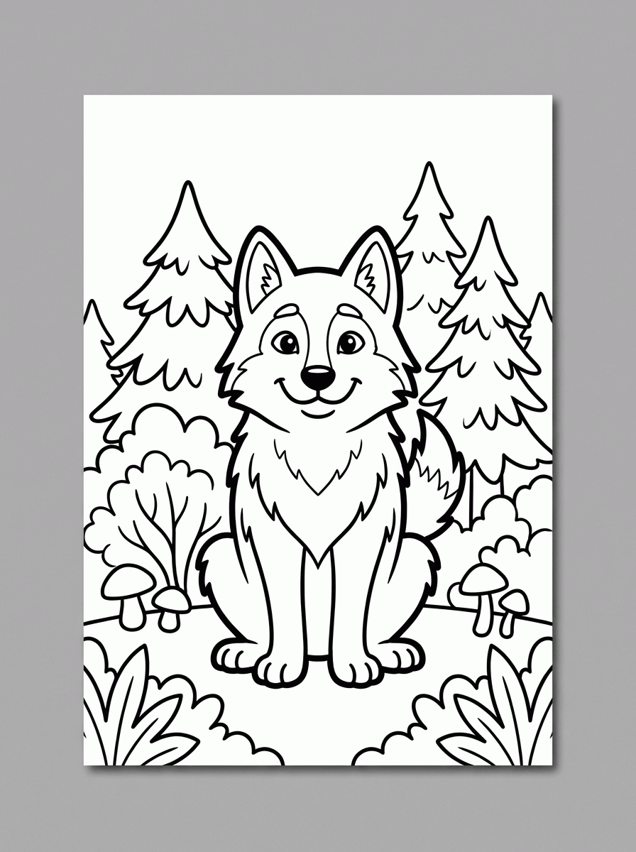 Lobo na Floresta para colorir