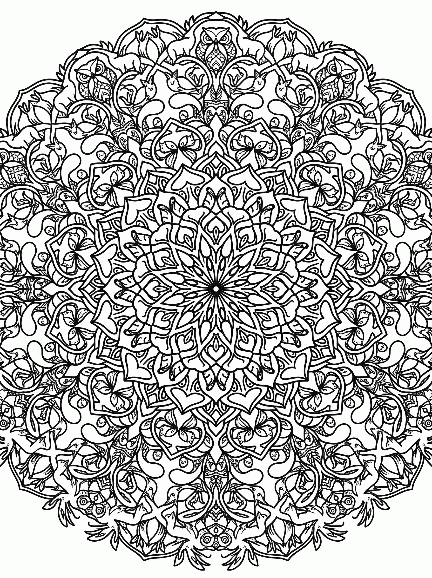 Mandala de Animais Entrelaçados para colorir