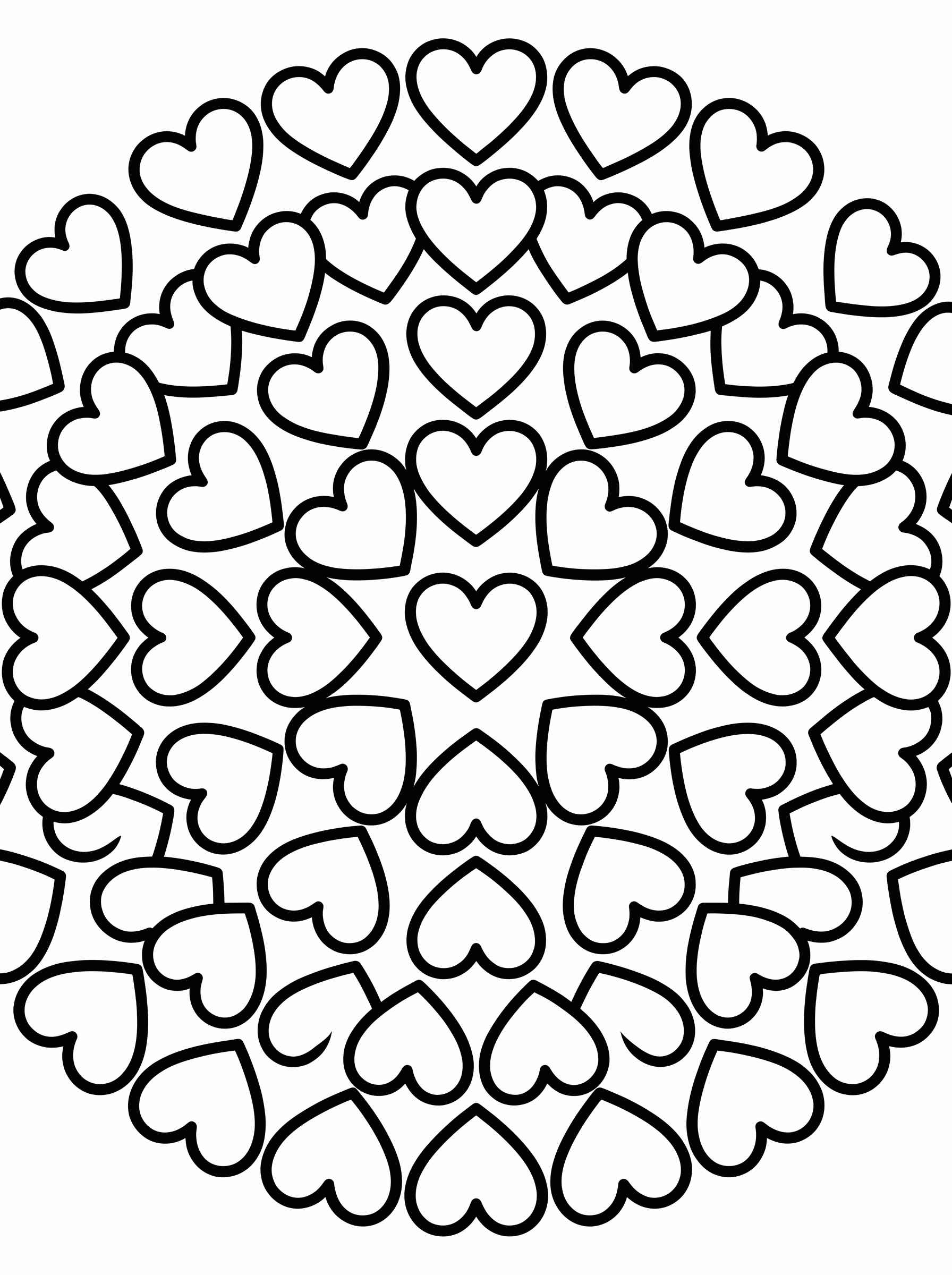 Mandala de Corações para colorir