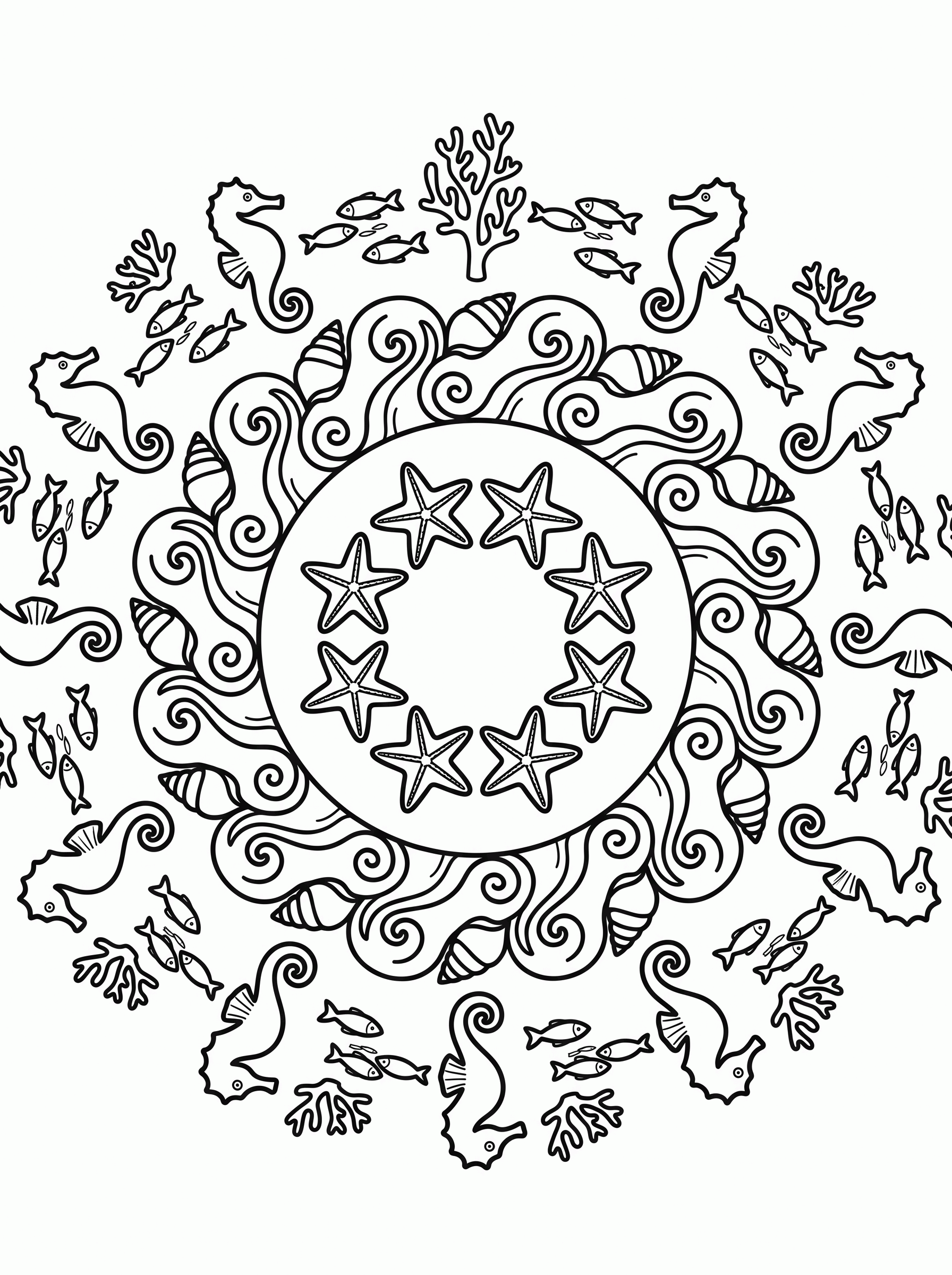 Mandala do Oceano para colorir