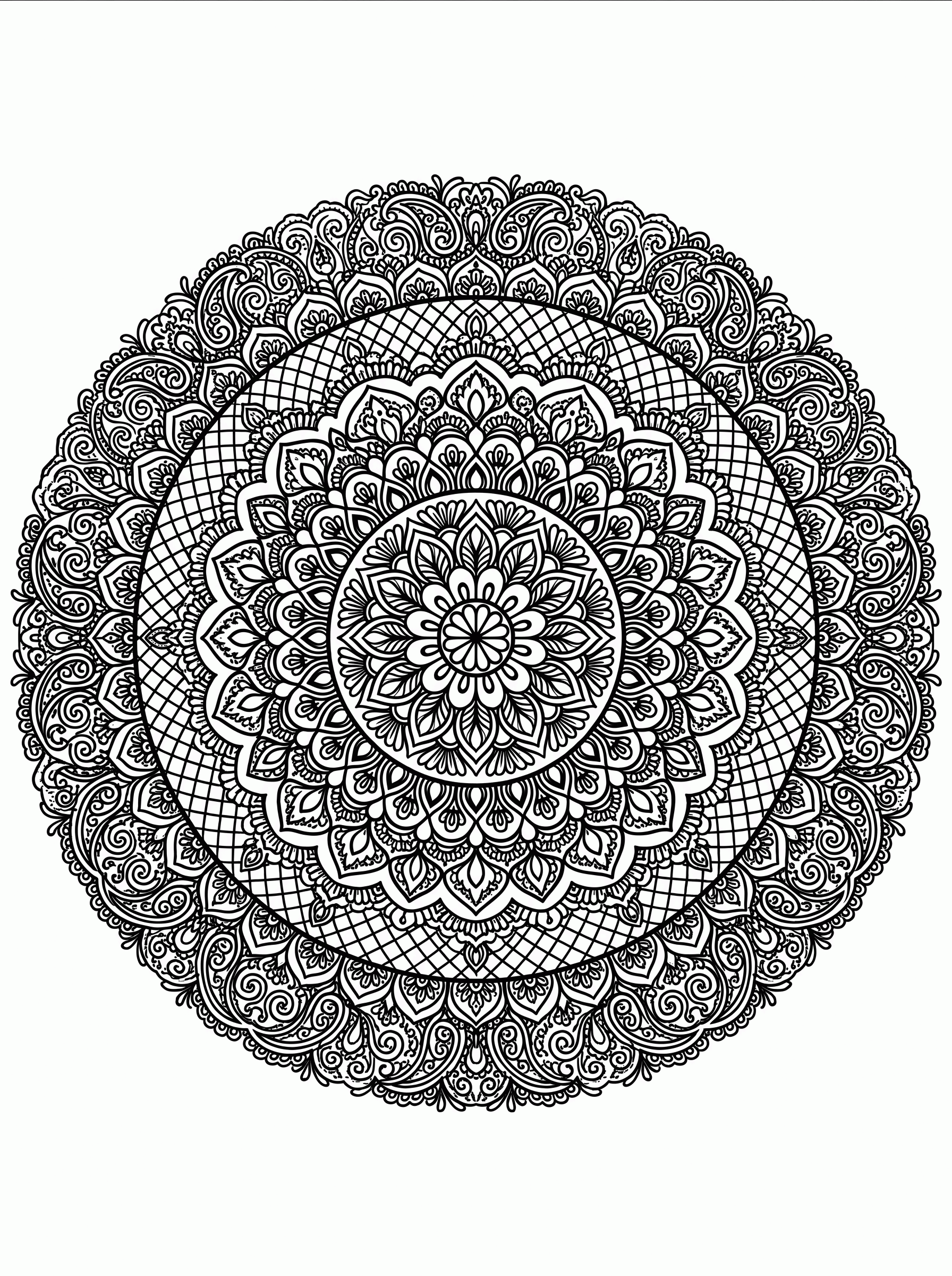Mandala Paisley Indiana para colorir