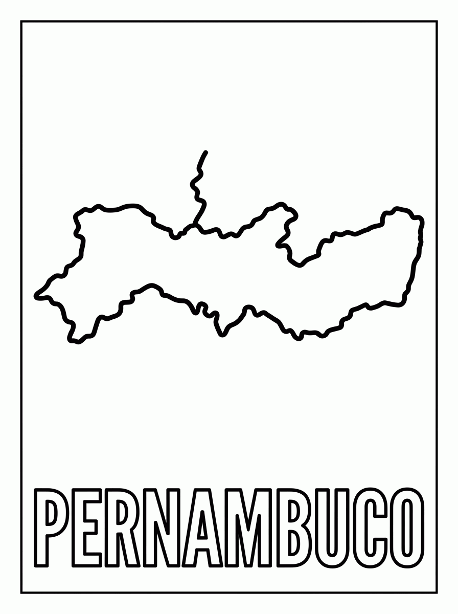 Mapa de Pernambuco para colorir