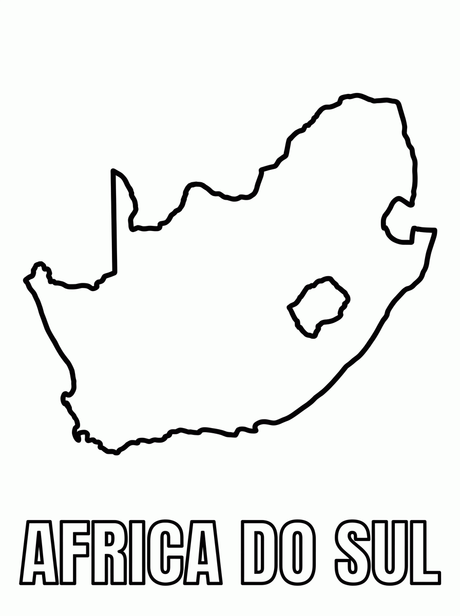 Mapa da África do Sul para colorir