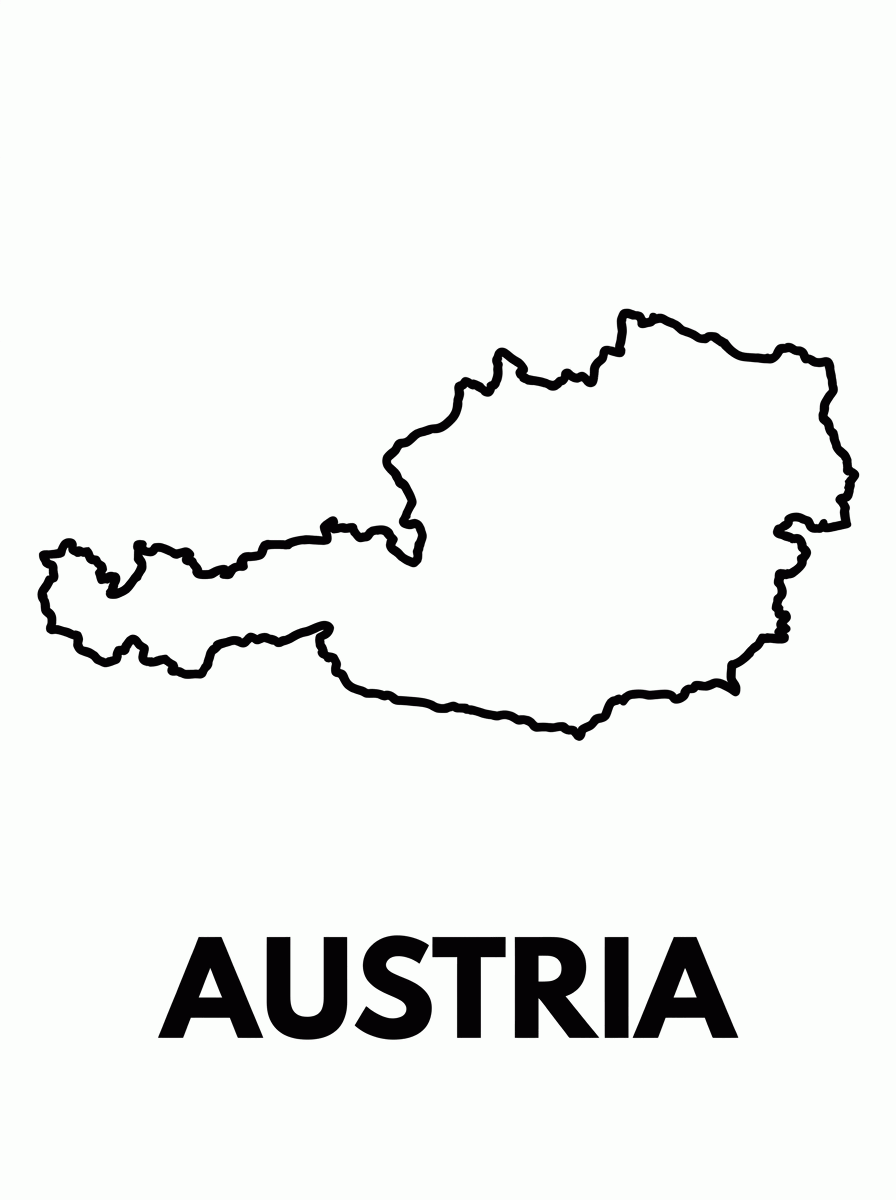 Mapa da Áustria para colorir